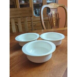Wedgewood Bone China Metallised 3 Bowls Made  England White  & Gold Rim